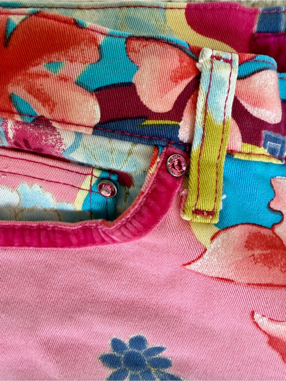 Voyage Passion Bright Floral Print Pants - Pink Multi with rhinestone trim - Picture 5 of 7